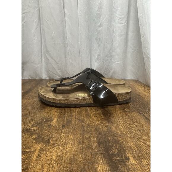 Birkenstock Womens Size 10 EU 41 Gizeh Black Patent Leather Thong Sandals - Picture 5 of 13
